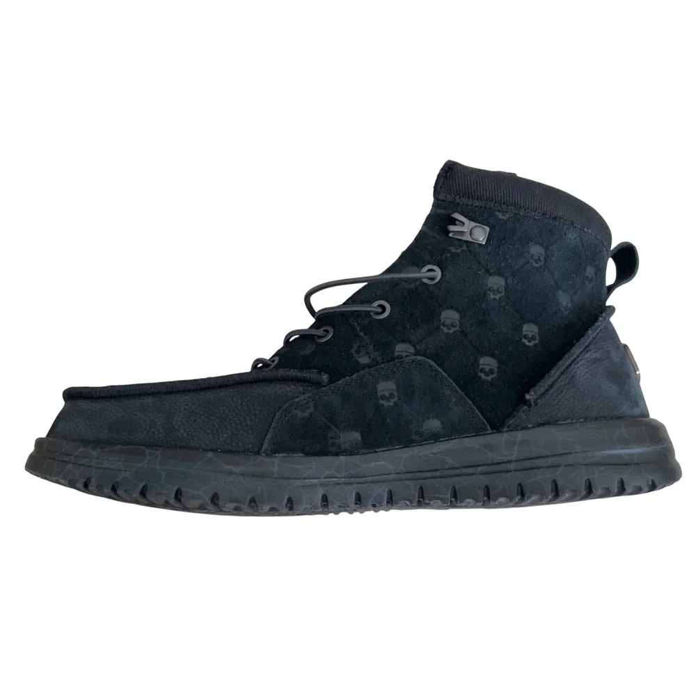 Jelly Roll x Hey Dude Leather Boots Bradley Black Skull Print Mens Sz 12
